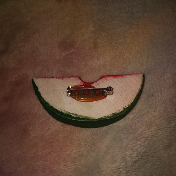 Vintage Watermelon 🍉 Fruit Summer Time VTG Kitschy Brooch - Picture 2 of 2